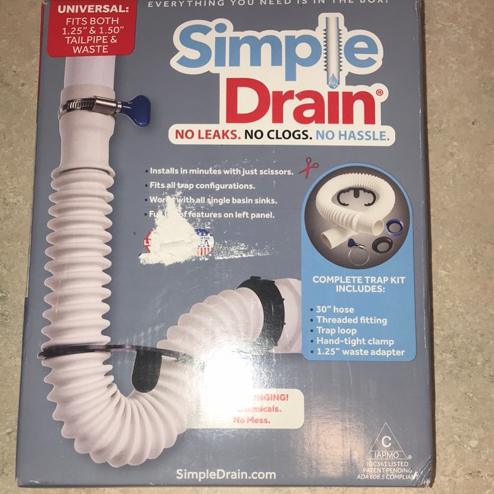Simple Drain P-Trap fits 1.25” & 1.50” NIB